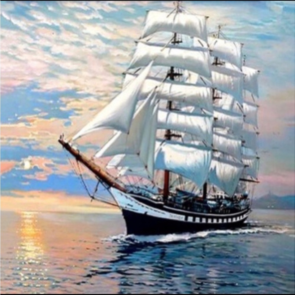 Ship DIY 5D Full Round Drill Diamond Painting